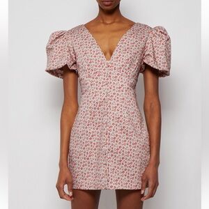 Pedra Bonita LHD Rose Print Puff Sleeve Mini Dress